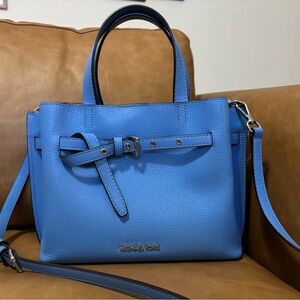 Michael Kors Blue Pebbled Leather Satchel Crossbody purse